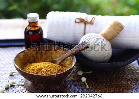 Turmeric , Luk Pra Kob and ingredient  for Spa and massage.