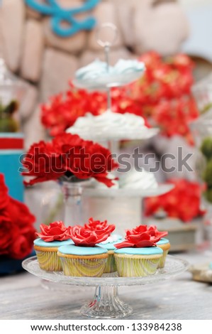 Delicious colorful wedding cupcakes