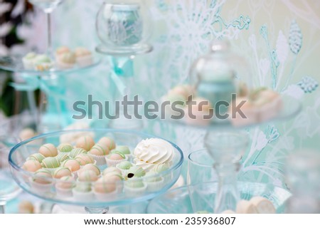 Stylish sweet table on wedding or event party
