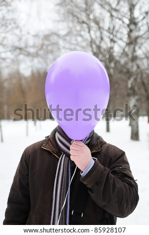 Portrait of man with head - balloon