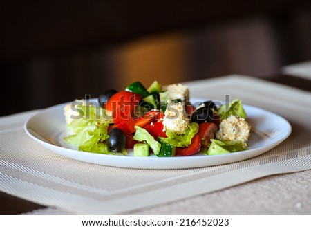 greece salad in restaurant