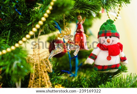 Christmas and New Year\'s toys on the Christmas tree