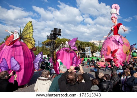 Nice, France - February 26: Carnival Of Nice In French Riviera.The Theme For 2013 Was King Of The Five Continents. Nice, France - Feb 26, 2013