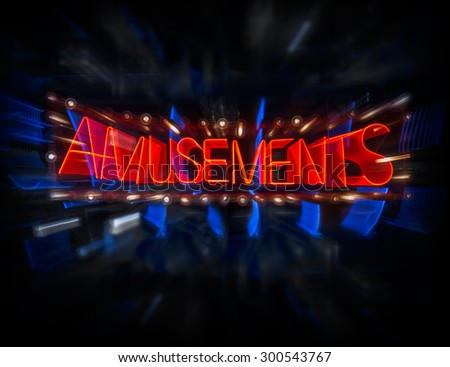 Generic neon sign found at casinos and amusement arcades which are often situated in shopping and tourism hot spots, cruise ships or hotels. Depicts a hazy night time scene with some intentional blur.