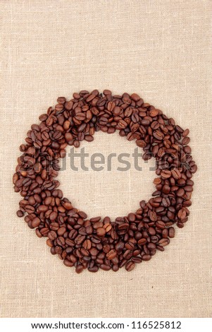Round frame of coffee beans