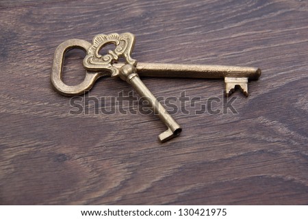 Antique keys on wooden table/Vintage keys