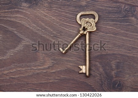 Antique keys on wooden table