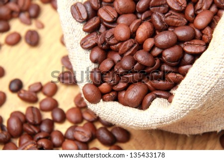 coffee beans in burlap bag