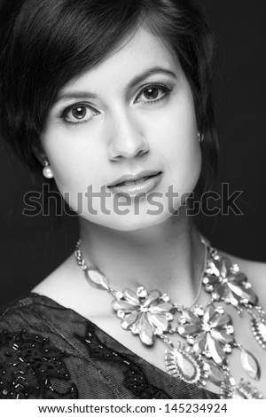 Black and white art photo/ Elegant lady with stylish hairstyle