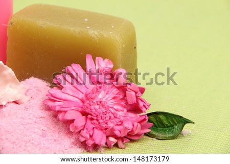 Handmade soap, sea salt for beauty and body health/Spa design