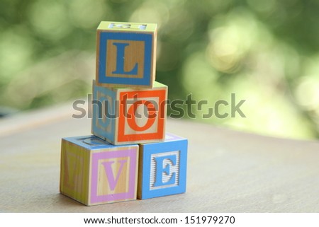 Word love from children\'s wooden blocks/Educational toys