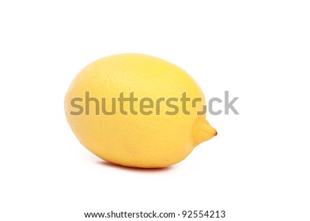 studio photo of a ripe single yellow lemon over white background/Fresh ripe lemons