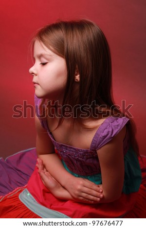 Photo about expression of sad emotion in childhood on health care concept theme/Upset kid
