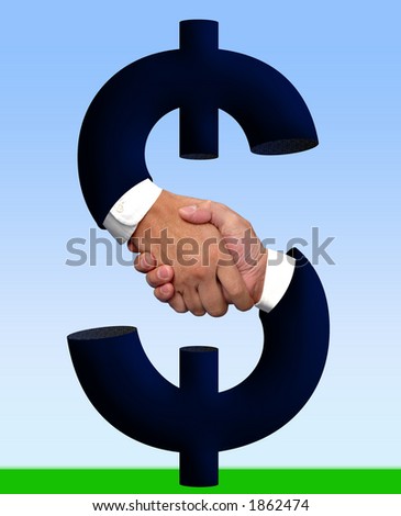 Handshake and money sign