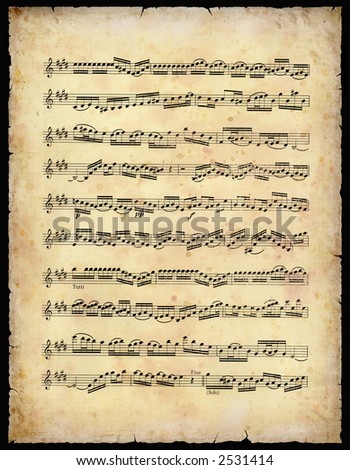 Vintage Music Sheet (With Clipping Path)