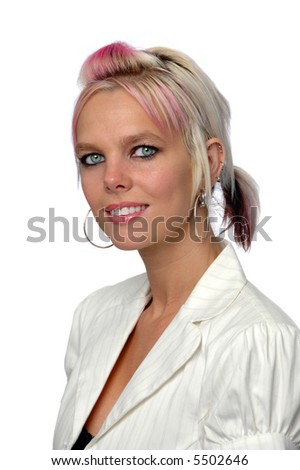 Beautiful young woman in business attire smiling