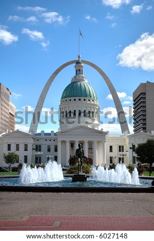 View of Saint Louis, Missouri with court house where Dred Scott sued to obtain his freedom in 1847 which led to the ultimate abolition of slavery.