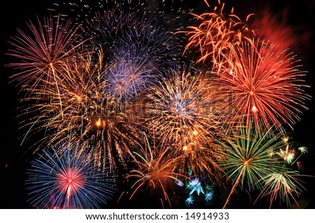 Colorful fireworks lighting the night sky