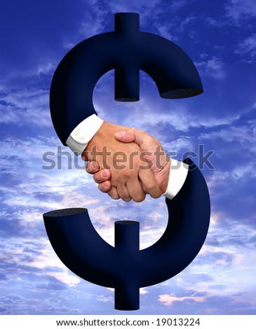 Handshake and money sign