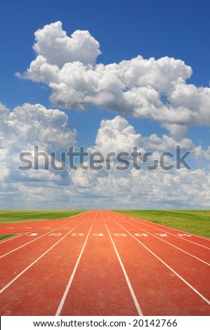 olympic running logo. stock photo : Olympic running track on a sunny day