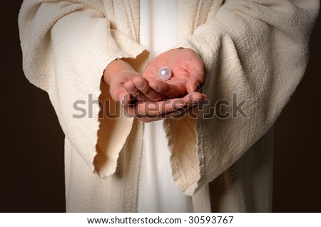 Dieu et la psychiatrie - Page 2 Stock-photo-hands-of-jesus-holding-pearl-the-parable-of-the-pearl-of-great-price-30593767
