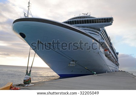 Luxury cruise ship anchored in a Caribbean port