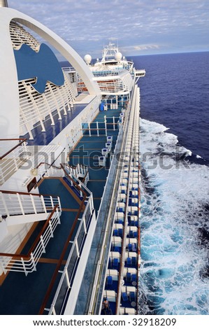 Large cruise ship traveling in open seas