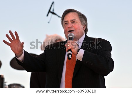 SAINT LOUIS, MISSOURI - SEPTEMBER 12: Dick Morris speaking at rally of the Tea Party Patriots in Downtown Saint Louis under the Arch, on September 12, 2010