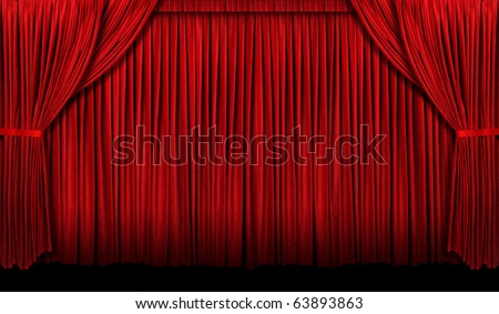 Large Red theater curtain with lights and shadows