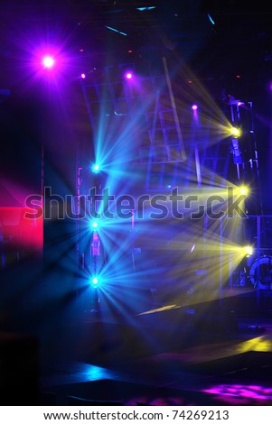 various stage lights of different colors