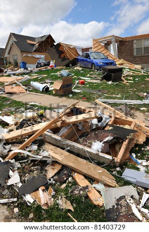 SAINT LOUIS, MO - APRIL 22: Destruction left behind by tornadoes that ravaged the area. April 22, 2011 in Saint Louis, Missouri