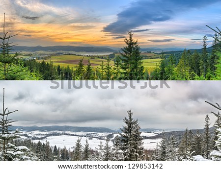Panoramic landscapes - 2 seasons: winter and summer