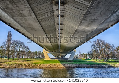 Modern concrete bridge - underneath view