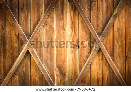 Wooden door with two crosses