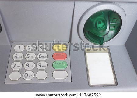 ATM keypad bank teller money dispenser