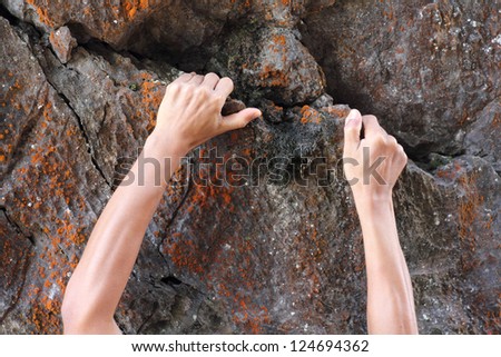 Hands of a rock climber