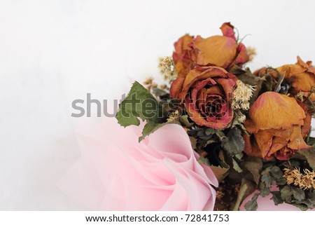 Beautiful wilt roses bouquet isolated on white