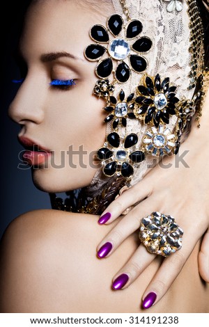 elegant fashionable woman with jewelry