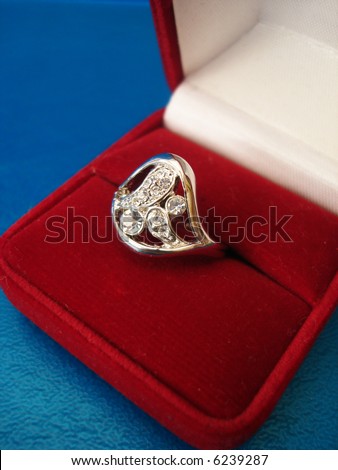 silver ring in beautiful red box