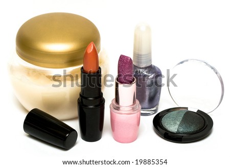  (O) (ميك اب ) (O) Stock-photo-set-for-make-up-cream-eyeshadows-and-lipsticks-19885354