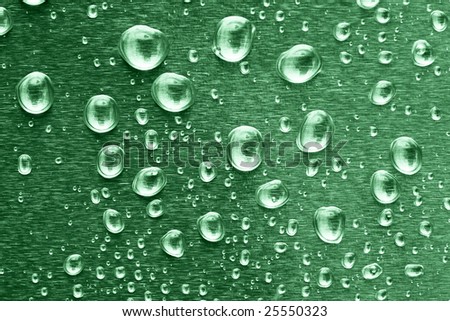 green water drops for background