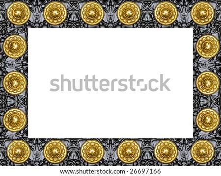 black modern frame with gold isolated on white background
