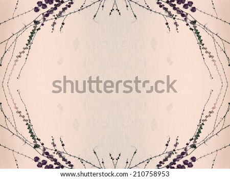 A painted wooden background with grape vines and leaves surrounding border.  Toned.