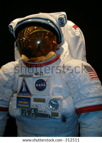 Space suit with American flag, taken at National Space Symposium, Colorado Springs, April 2005, direct angle