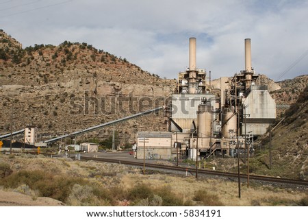 A coal-fired electric power plant in a canyon in southern Utah - horizontal orientation.