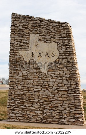 Texas road marker made of stacked stone