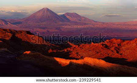 Atacama desert at sunset, Valle de la Luna, Chile