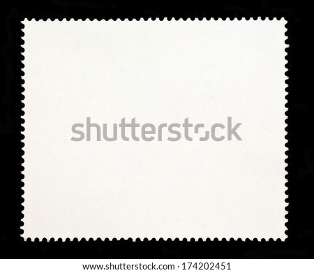 Blank postage stamp rectangular shape on black background
