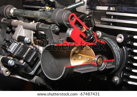 Cut away view of throttle control valve in modern high performance engine fuel injection system.