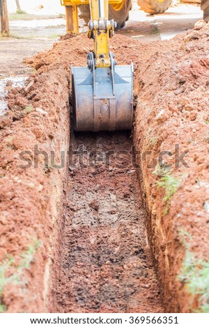 Working Excavator Tractor Digging